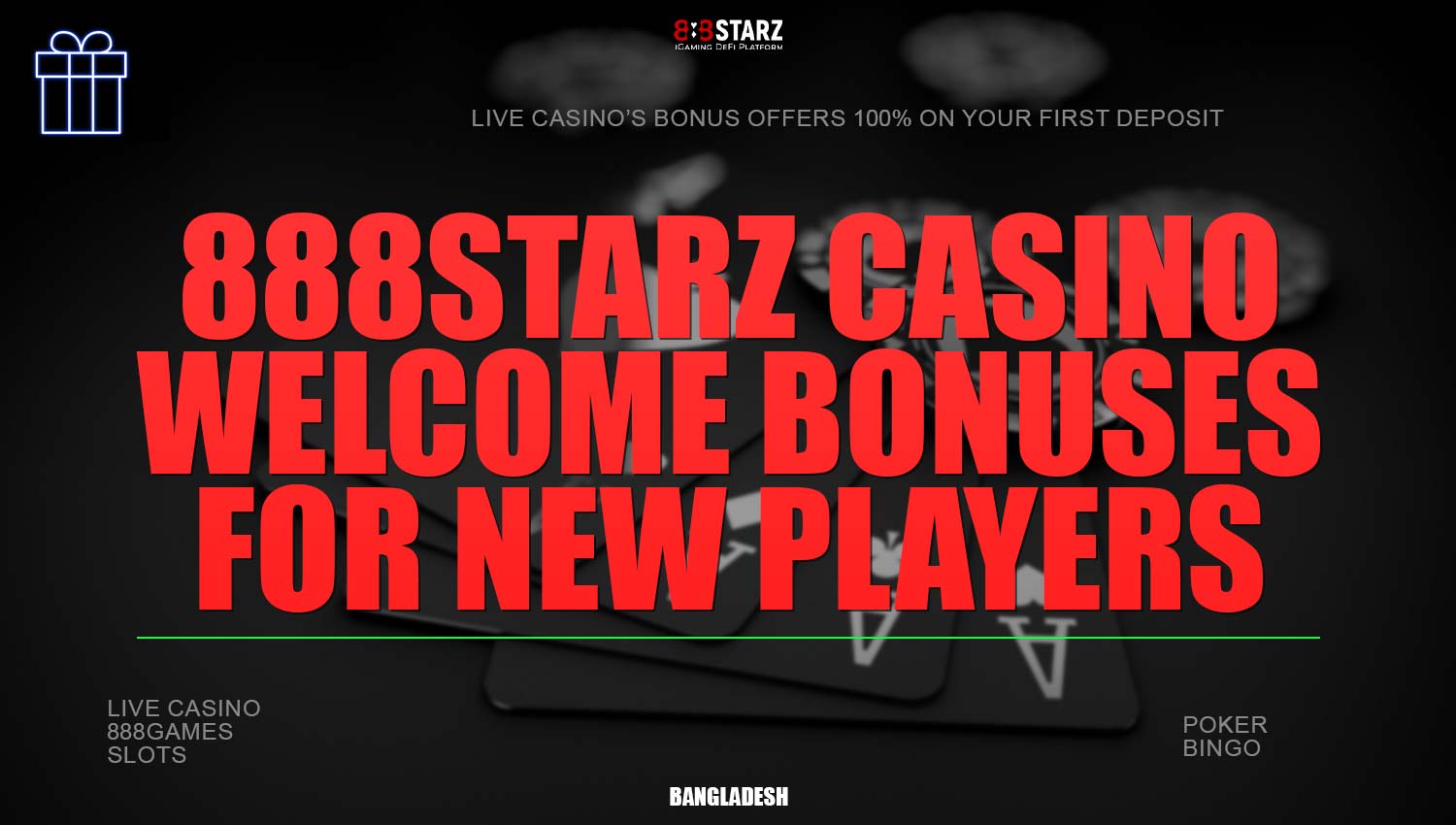 Casino bonuses for new players on the 888Starz platform.