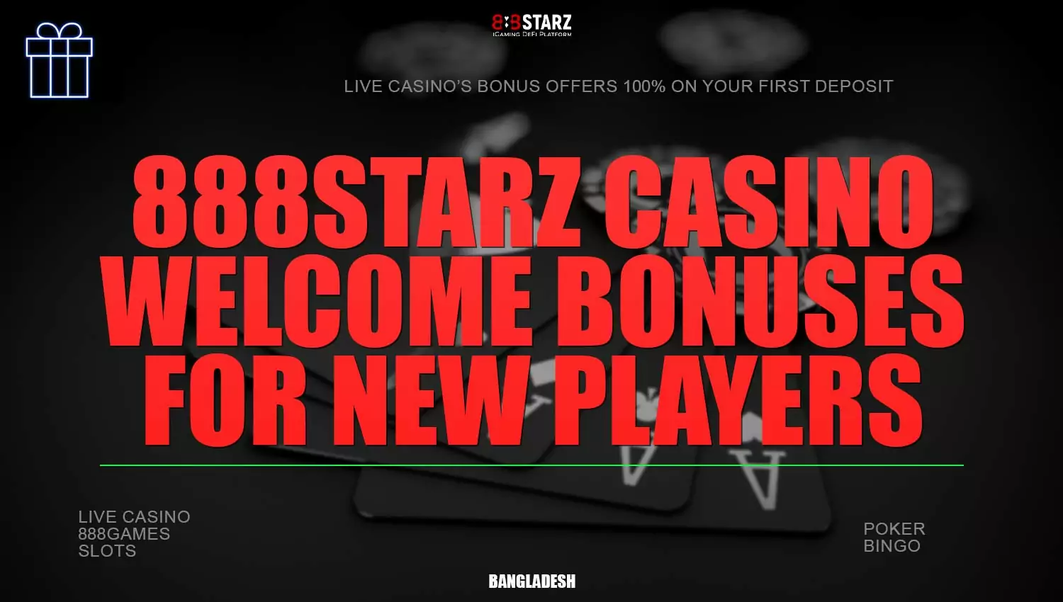 Casino bonuses for new players on the 888Starz platform.