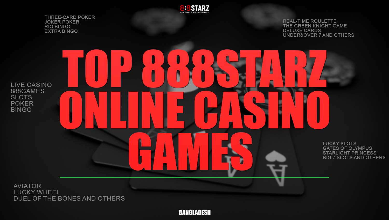 Top casino games on the 888Starz platform.