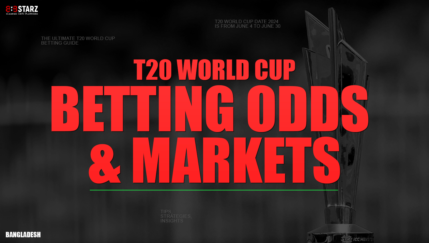 Betting odds and markets available on ICC T20 World Cup 2024 at 888starz bookmaker's website